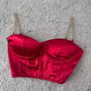 Red corset tank top